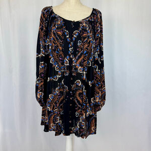 Free people Tunic Mini Dress Boho Paisley Print Women’s Medium Oversized